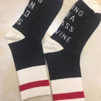 Boho Beach Hut Women's Socks Socks- If You can read this Bring Me a Glass of Wine Dark Gray / One Size