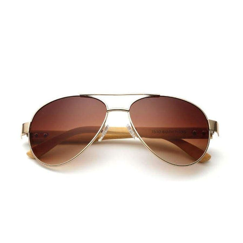 Boho Beach Hut Women's Sunglasses, Aviator Sunglasses, Aviators Bamboo Aviator Sunglasses- 7 Colors Brown / One Size