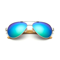 Boho Beach Hut Women's Sunglasses, Aviator Sunglasses, Aviators Bamboo Aviator Sunglasses- 7 Colors Green / One Size