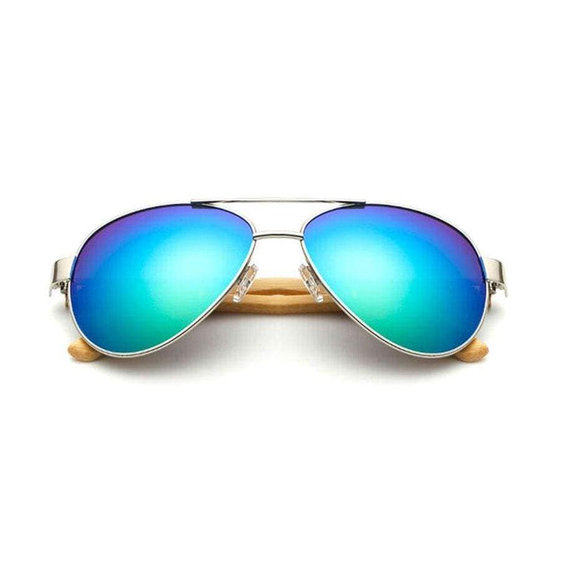 Boho Beach Hut Women's Sunglasses, Aviator Sunglasses, Aviators Bamboo Aviator Sunglasses- 7 Colors Green / One Size