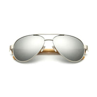 Boho Beach Hut Women's Sunglasses, Aviator Sunglasses, Aviators Bamboo Aviator Sunglasses- 7 Colors Silver / One Size