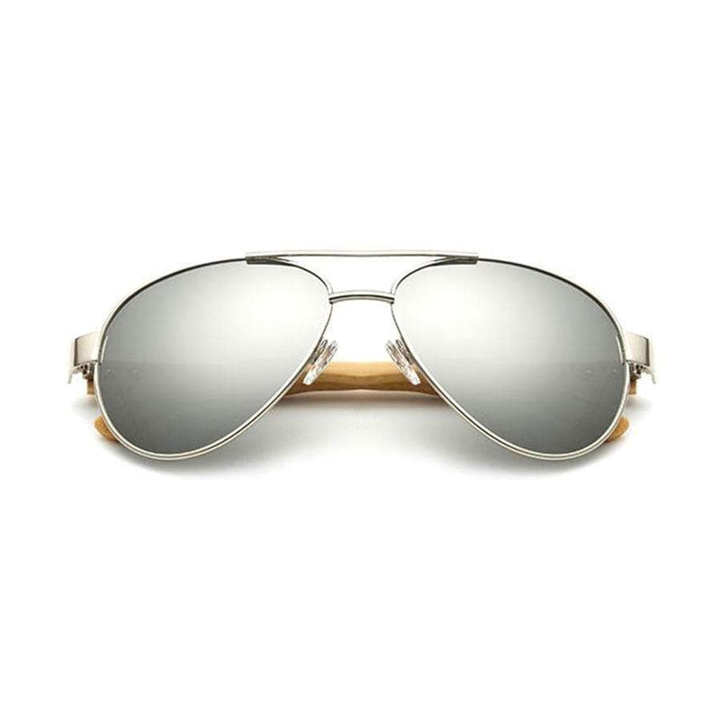 Boho Beach Hut Women's Sunglasses, Aviator Sunglasses, Aviators Bamboo Aviator Sunglasses- 7 Colors Silver / One Size