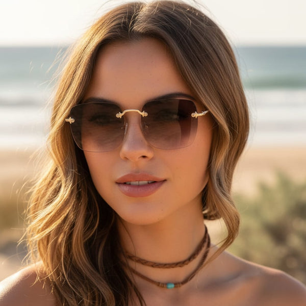 Boho Beach Hut Women's Sunglasses, Square Sunglasses Fashion Oversized Square Sunglasses