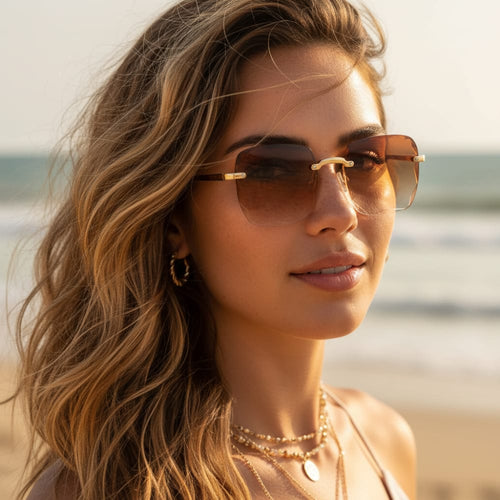 Boho Beach Hut Women's Sunglasses, Square Sunglasses Fashion Oversized Square Sunglasses Brown / One Size