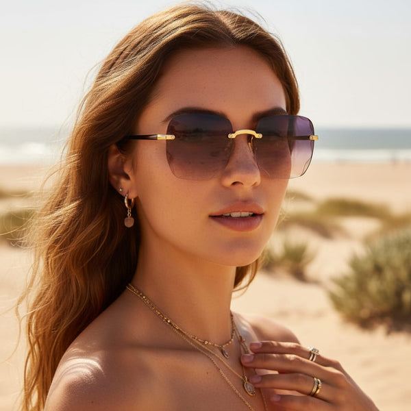 Boho Beach Hut Women's Sunglasses, Square Sunglasses Fashion Oversized Square Sunglasses Gray Brown / One Size