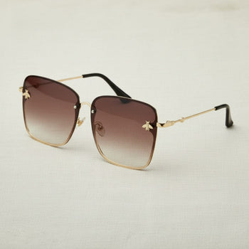 Boho Beach Hut Women's Sunglasses, Square Sunglasses, Fashion Sunglasses Rimless Square Sunglasses Brown / One Size
