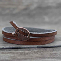 Boho Beach Hut Wrap Bracelets Dark Brown / Adjustable Vintage Multilayer Wrap Leather Bracelet