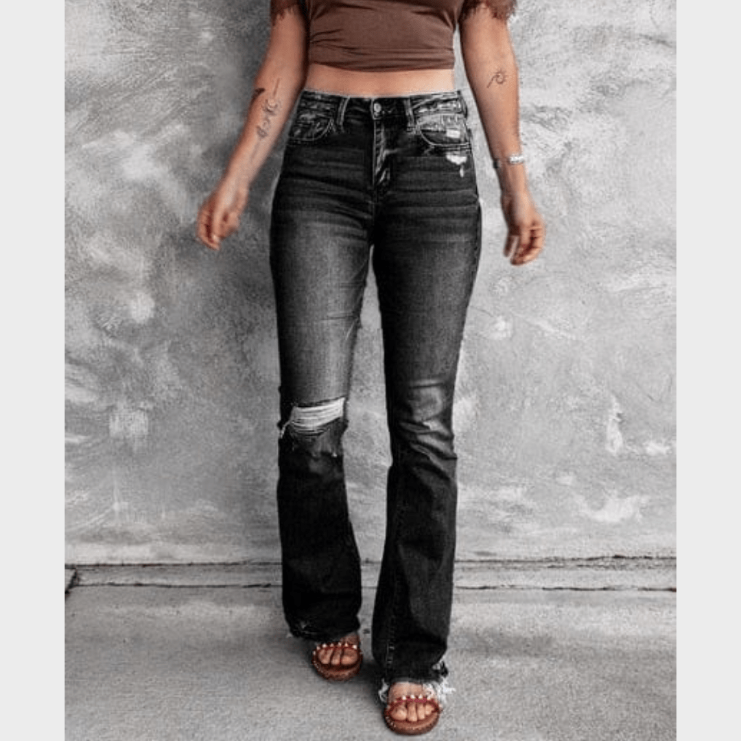 2024 Distressed High Waist Ripped Jeans LightBlue S in Jeans Online Store