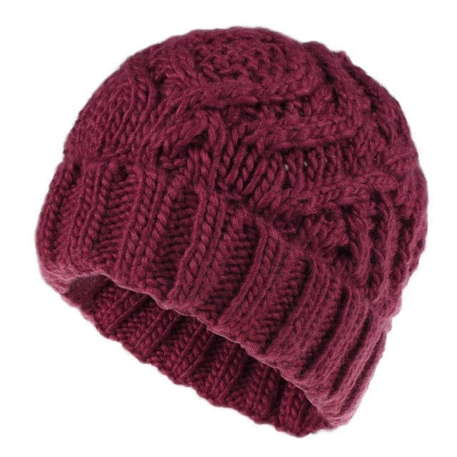 Wyo Love Cable Knit Beanie - Fly Fishing Hat Burgundy